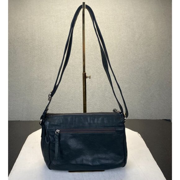 Great American 100% LeatherExterior  Black Crossbody Purse Shoulder Bag - Picture 2 of 15